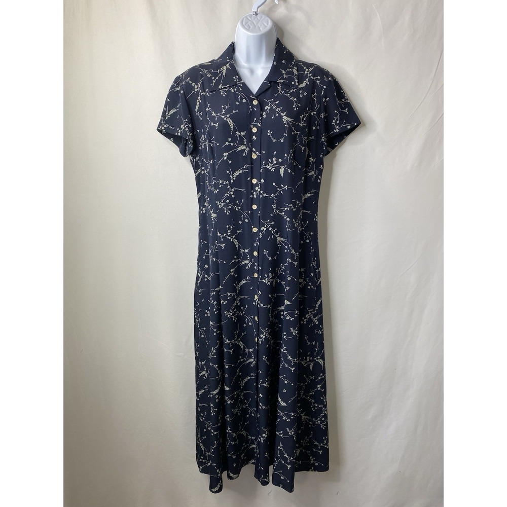 Lauren Ralph Lauren Womens 100% Silk Dress Size 8 Maxi Wedding Guest Quiet Lux